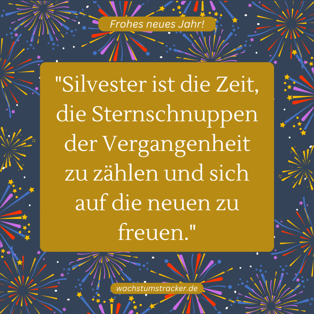 "Silvester ist die Zeit, die Sternschnuppen der Vergangenheit zu zählen und sich auf die neuen zu freuen."
