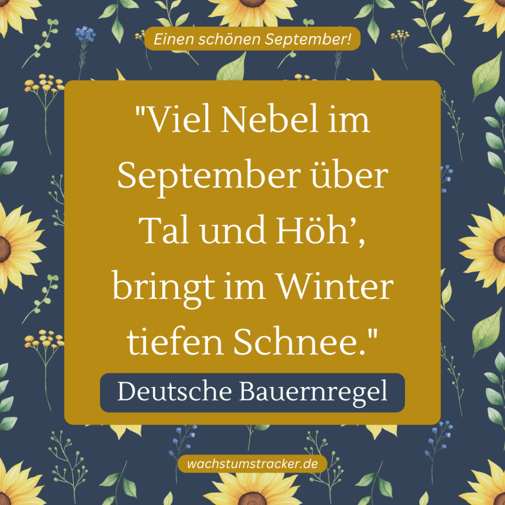 „Viel Nebel im September über Tal und Höh’, bringt im Winter tiefen Schnee.“ – Deutsche Bauernregel